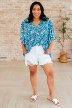 Load image into Gallery viewer, Dreamer Peplum Top in Navy and Mint Floral
