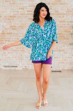 Load image into Gallery viewer, Dreamer Peplum Top in Navy and Mint Floral
