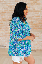 Load image into Gallery viewer, Dreamer Peplum Top in Navy and Mint Floral
