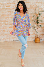 Load image into Gallery viewer, Dreamer Peplum Top in Purple Retro Ditsy Floral
