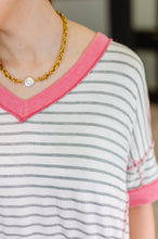 Load image into Gallery viewer, Dressed to Chill V-Neck Top in Heather/Grey/Ivory/Pink
