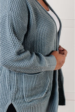 Load image into Gallery viewer, Everything Layer Waffle Knit Open Front Cardigan in Blue Grey
