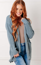 Load image into Gallery viewer, Everything Layer Waffle Knit Open Front Cardigan in Blue Grey
