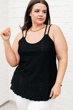 Load image into Gallery viewer, Eye on the Prize Eyelet Tank in Black
