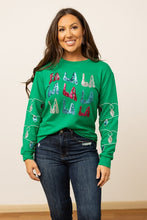 Load image into Gallery viewer, Fa La La Sequins Green Sweater
