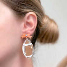 Load image into Gallery viewer, PREORDER: Football Bow Drop Earrings in Two Colors
