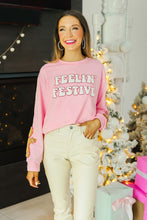 Load image into Gallery viewer, Feelin Festive Pink Sweater
