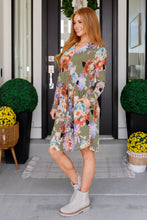 Load image into Gallery viewer, Generally Speaking V-Neck Dress in Olive Floral
