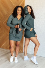 Load image into Gallery viewer, Getting Out Long Sleeve Hoodie Romper in Smoked Spruce
