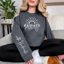 Load image into Gallery viewer, Radiate Positivity Graphic Sweatshirt in Three Colors
