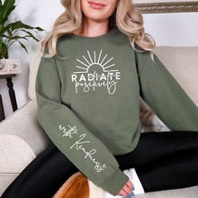 Load image into Gallery viewer, Radiate Positivity Graphic Sweatshirt in Three Colors
