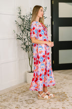 Load image into Gallery viewer, PREORDER: Half Sleeve Poplin Woven Dress in Pink and Blue Floral
