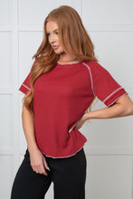 Load image into Gallery viewer, Heartbreaker Waffle Knit Tee in Cranberry
