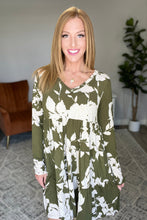 Load image into Gallery viewer, Worthwhile Moment Floral Tiered Dress In Olive
