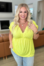 Load image into Gallery viewer, Rhea Peplum Top in Neon Yellow
