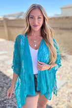 Load image into Gallery viewer, Good Days Ahead Lace Kimono In Teal
