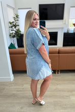 Load image into Gallery viewer, Earthy Chic Mineral Wash Mini Dress in Denim
