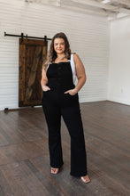 Load image into Gallery viewer, Imogene Control Top Retro Flare Overalls in Black
