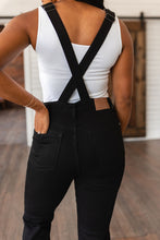 Load image into Gallery viewer, Imogene Control Top Retro Flare Overalls in Black
