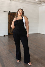 Load image into Gallery viewer, Imogene Control Top Retro Flare Overalls in Black
