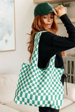 Load image into Gallery viewer, Checkerboard Lazy Wind Big Bag in Green &amp; White
