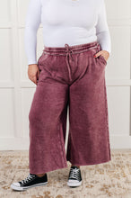 Load image into Gallery viewer, In or Out Wide Leg Cropped Pants in Eggplant
