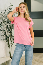 Load image into Gallery viewer, It Starts Here Basic Rolled Sleeve Tee in H Fuchsia
