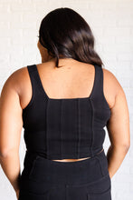 Load image into Gallery viewer, It&#39;s All About the Balance Twill Square Neck Crop Top in Black
