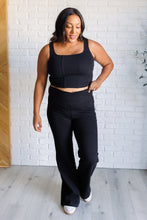 Load image into Gallery viewer, It&#39;s All About the Balance Twill Square Neck Crop Top in Black
