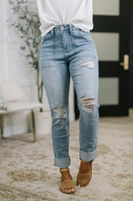 Load image into Gallery viewer, Aiden High Rise Patch Pocket Distressed Boyfriend Jeans
