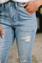Load image into Gallery viewer, Aiden High Rise Patch Pocket Distressed Boyfriend Jeans

