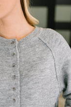 Load image into Gallery viewer, Just For Me Henley Brushed Pullover in Grey
