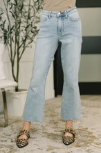 Load image into Gallery viewer, Martha Mid Rise Kick Flare w Raw Hem
