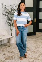 Load image into Gallery viewer, Known for a While Knit Blouse in White and Blue
