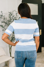Load image into Gallery viewer, Known for a While Knit Blouse in White and Blue
