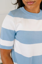 Load image into Gallery viewer, Known for a While Knit Blouse in White and Blue
