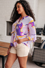 Load image into Gallery viewer, Lizzy Bell Sleeve Top in Regal Lavender and Gold
