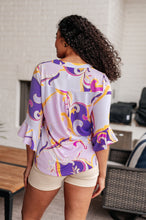 Load image into Gallery viewer, Lizzy Bell Sleeve Top in Regal Lavender and Gold
