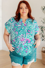 Load image into Gallery viewer, Lizzy Cap Sleeve Top in Magenta and Teal Paisley
