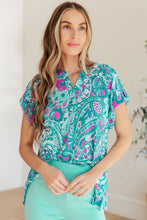 Load image into Gallery viewer, Lizzy Cap Sleeve Top in Magenta and Teal Paisley
