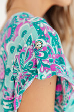 Load image into Gallery viewer, Lizzy Cap Sleeve Top in Magenta and Teal Paisley
