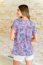 Load image into Gallery viewer, Lizzy Cap Sleeve Top in Charcoal and Pink Paisley
