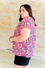 Load image into Gallery viewer, Lizzy Cap Sleeve Top in Fuchsia and Green Floral Paisley
