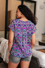 Load image into Gallery viewer, Lizzy Cap Sleeve Top in Purple Multi Marble
