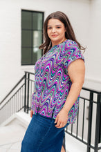 Load image into Gallery viewer, Lizzy Cap Sleeve Top in Purple Multi Marble
