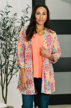 Load image into Gallery viewer, Lizzy Cardigan in Pink and Orange Floral Abstract
