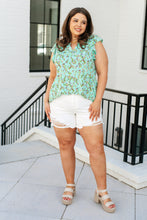 Load image into Gallery viewer, Lizzy Flutter Sleeve Top in Emerald English Rose
