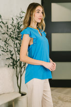 Load image into Gallery viewer, Lizzy Flutter Sleeve V-Neck Blouse in  in Aqua
