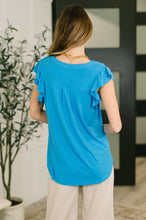 Load image into Gallery viewer, Lizzy Flutter Sleeve V-Neck Blouse in  in Aqua
