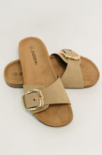 Load image into Gallery viewer, Lizzy Slip on Buckle Strap Sandal in Taupe
